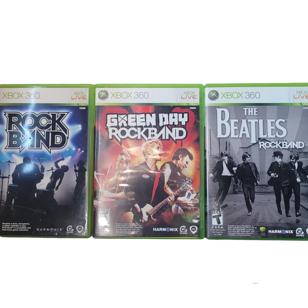 Rock Band LOT : Green Day, The Beatles Xbox 360 ALL COMPLETE CIB Great Condition